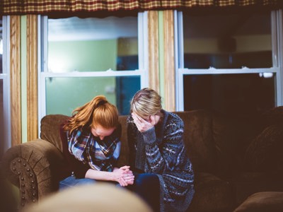 two people on couch