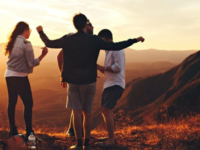 people gathered together on mountain top